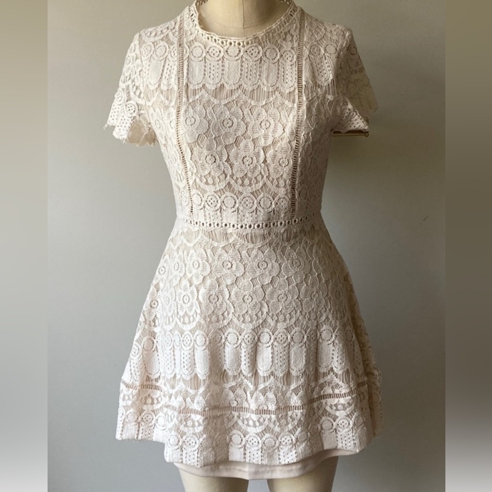Altar'd State Tate Cream Lace Mini Dress Women’s Size Small